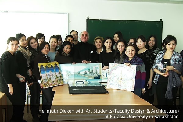 Hellmuth Dieken – Eurasia University in Kasachstan Hellmuth Dieken mit Kunst-Studenten